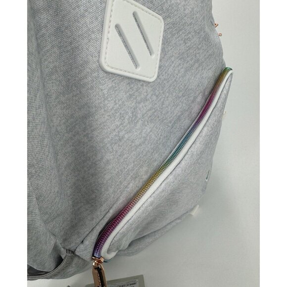 adidas Girl's Classic 3S 4 Backpack Heather Gray/Rainbow Trim - Fits Laptop - Picture 5 of 12